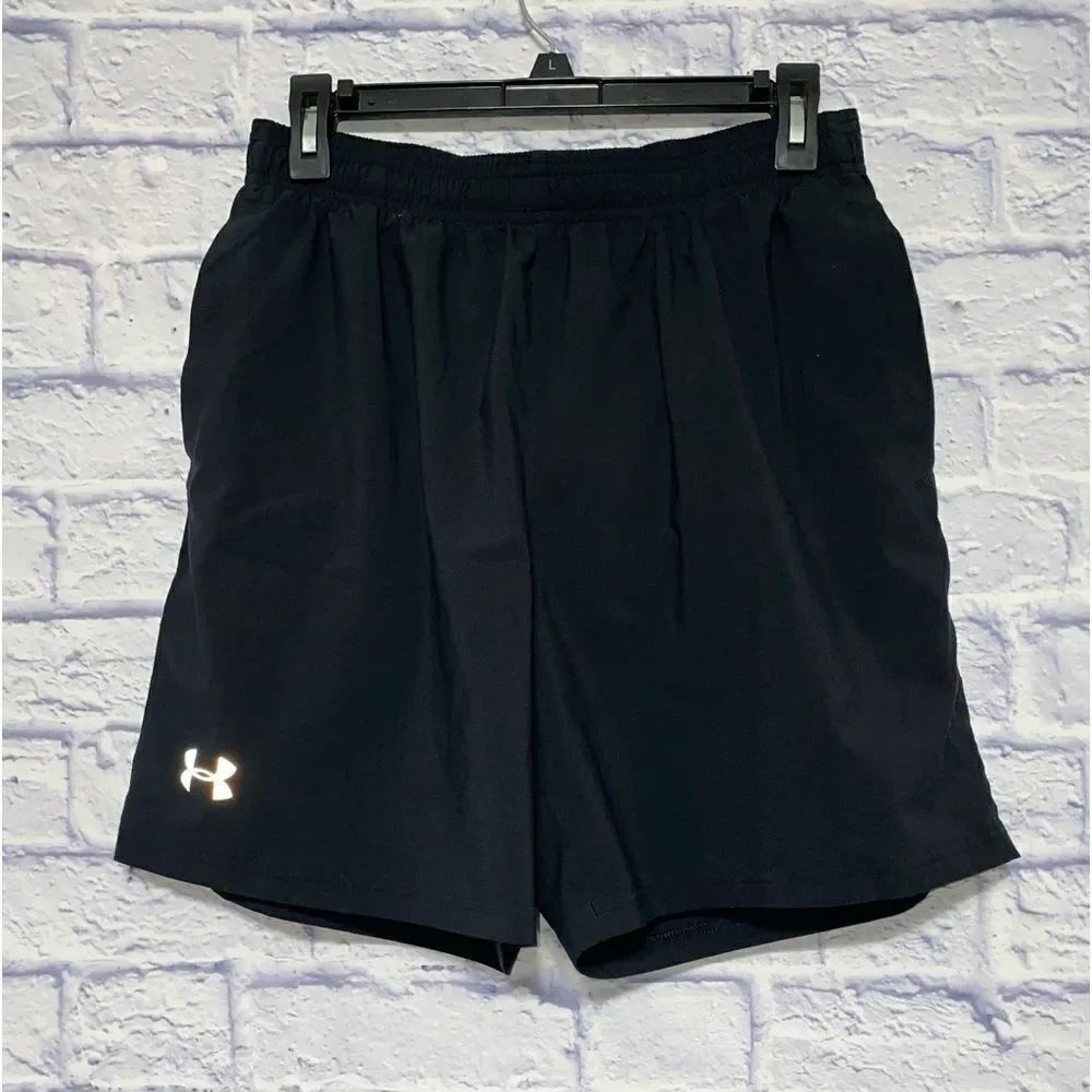 Under Armour Heatgear Running Shorts boys large men’s small Black Lined Fitted